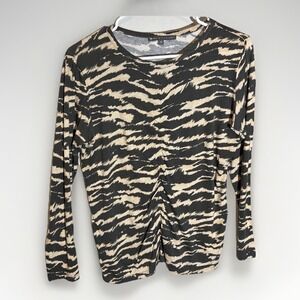 Elliot Taylor Printed Blouse Ruched Womens M Long Sleeve